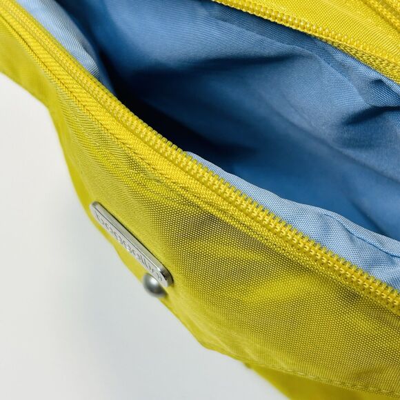 Baggallini Highrise Crossbody Purse Yellow Nylon Double Zipper Top - Picture 7 of 12